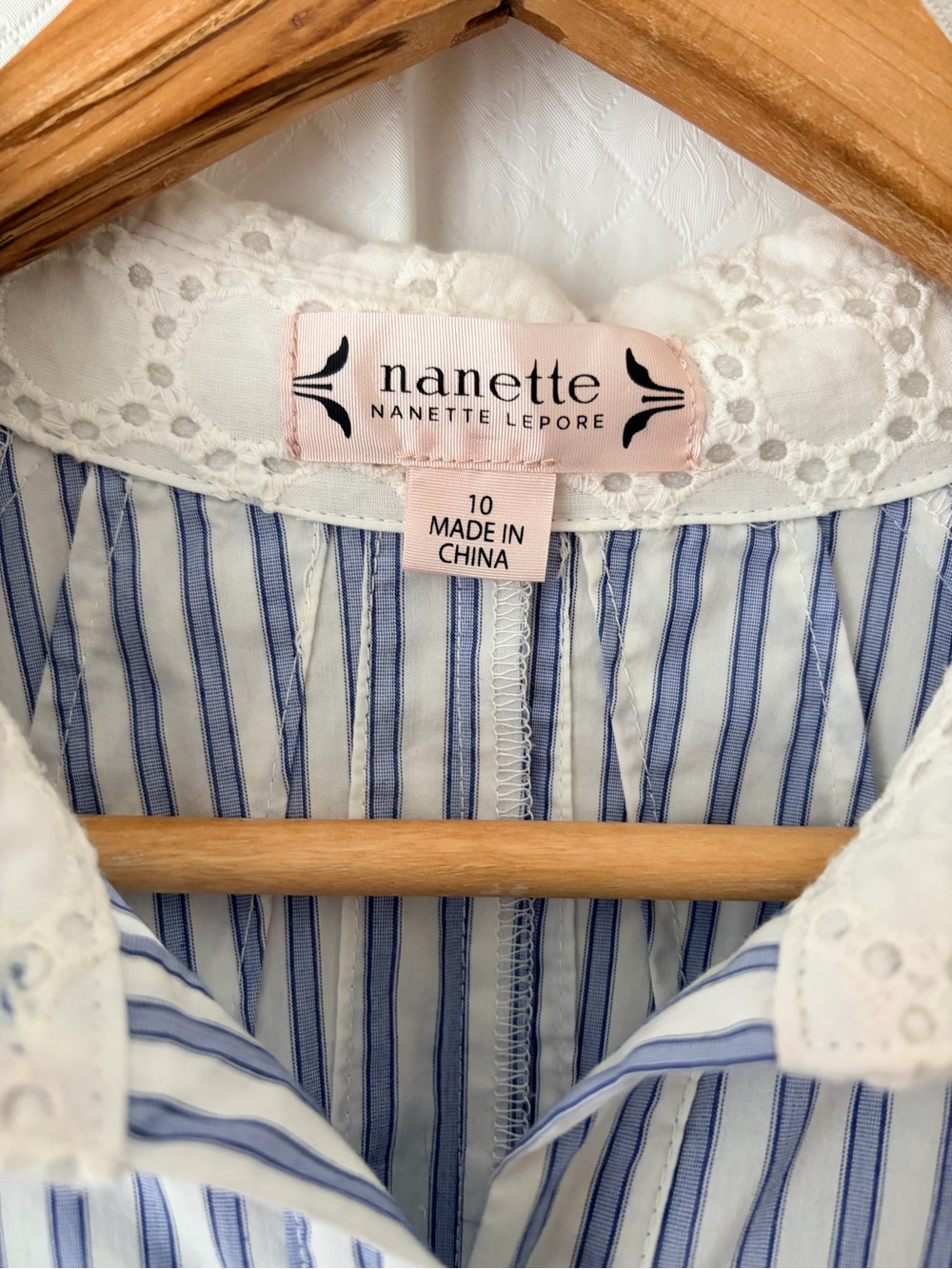 Nanette Lepore Blue and White Striped Long Sleeve Dress - Picture 3 of 7